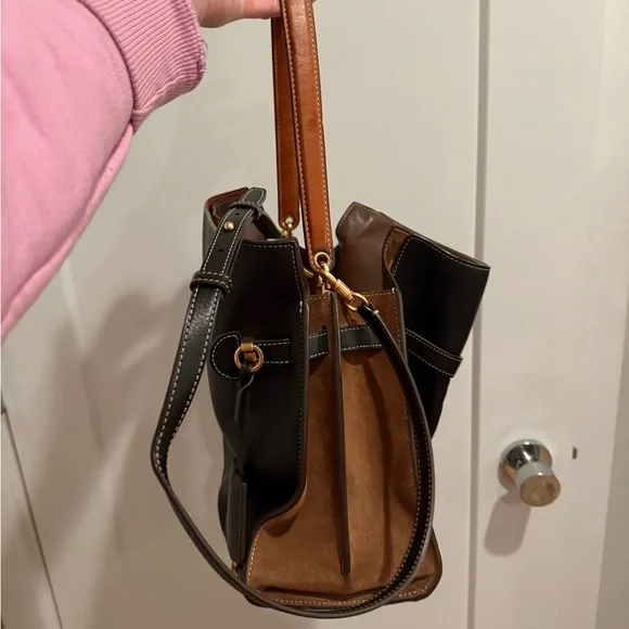 Tory Burch Lee Radziwill Black and Brown Shoulder Bag - Picture 6 of 14